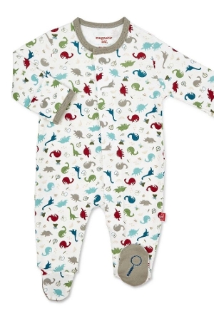 Magnetic Me™ 100% Organic Cotton Magnetic Baby Footie (Dino Expedition) by Magnetic Me by Magnificent Baby