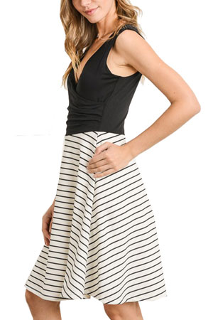 Celia Black & White Striped Nursing Friendly Dress by Elly Kiara