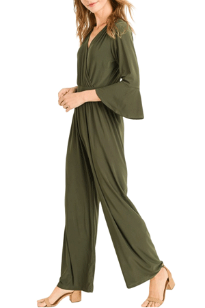 Krista Bell Sleeve Wrap Front Jumpsuit by Elly Kiara