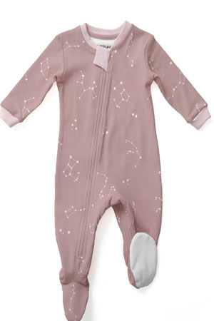 ZippyJamz Organic Baby Footed Sleeper Pajamas w. Inseam Zipper for Easy Changing (Galaxy Love Pink) by ZippyJamz