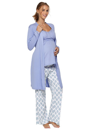 Belabumbum Violette 3-Piece Maternity & Nursing Cami PJ & Robe Set by Belabumbum