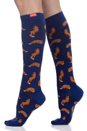 Vim & Vigr 15-20 mmHg Compression Socks - Cotton (Foxes: Navy & Orange) by Vim & Vigr