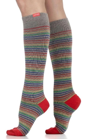Vim & Vigr 15-20 mmHg Compression Socks - Cotton (Pinstripe: ROYGBIV) by Vim & Vigr