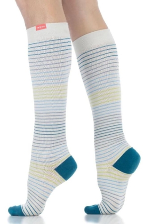 Vim & Vigr 15-20 mmHg Compression Socks - Cotton (Pinstripe: Blues & Lime) by Vim & Vigr
