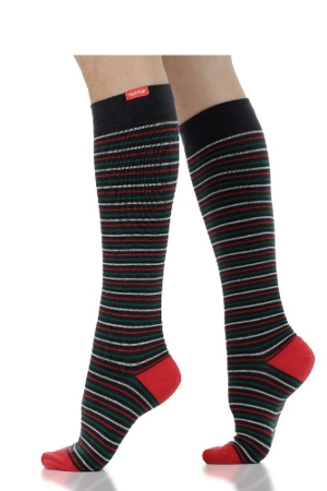 Vim & Vigr 15-20 mmHg Compression Socks - Cotton (Pinstripe: Black, Red & Green) by Vim & Vigr