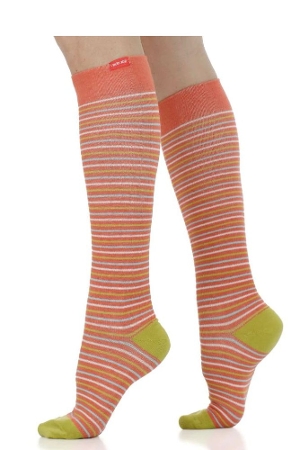 Vim & Vigr 15-20 mmHg Compression Socks - Cotton (Pinstripe: Rust & Chartreuse) by Vim & Vigr