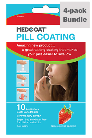 MEDCOAT® Flavored Pill Coating (10 ct.)-4-Pack Bundle (Strawberry Flavor -4 Pack) by Medcoat Pill Coating
