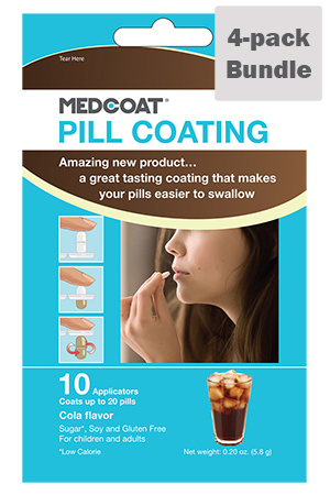 MEDCOAT® Flavored Pill Coating (10 ct.)-4-Pack Bundle (Cola Flavor -4-Pack) by Medcoat Pill Coating
