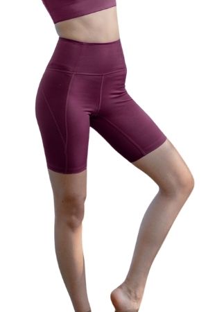 Girlfriend Collective Compressive High-Rise Bike Short (Plum) by Girlfriend Collective