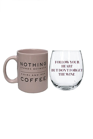 Fun Wine & Coffee Morning/Night Gift Set (Follow Your Heart/ Nothing Stands) by myxx