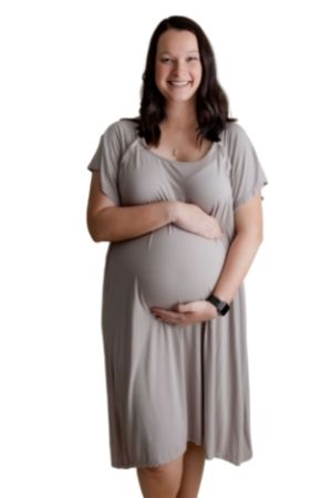 Three Little Tots Mommy Labor & Delivery Nursing Gown (Harbor Mist) by Three Little Tots