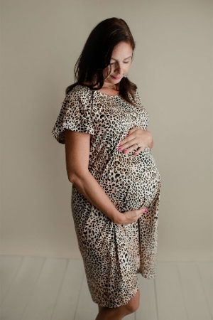 Three Little Tots Mommy Labor & Delivery Nursing Gown (Leopard) by Three Little Tots