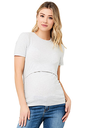 Ripe Organic Cotton Maternity & Nursing Tee (Silver Marle) by Ripe Maternity