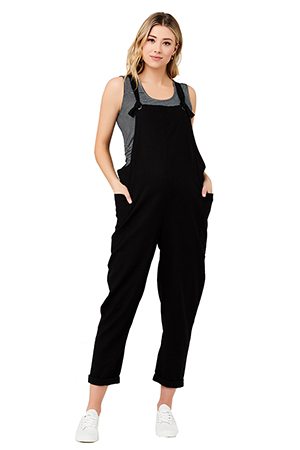Poppy Linen Jumpsuit (Black) by Ripe Maternity