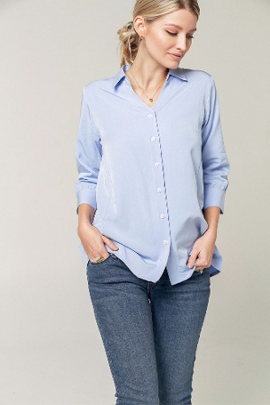 Elizabeth TENCEL Maternity & Nursing Blouse (Blue) by Marion Maternity