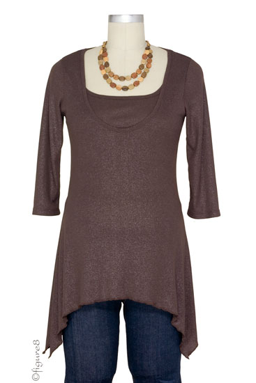 Zara Shimmer Nursing Top in Chocolate 