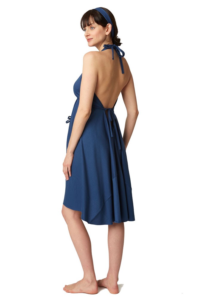 Pretty Pushers Cotton Jersey Labor Gown in Navy