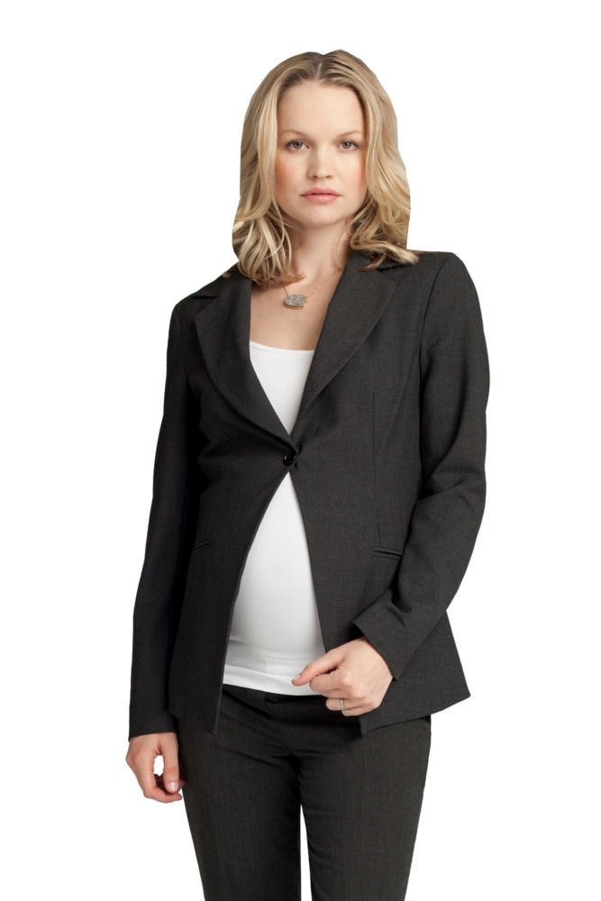 Ingrid & Isabel One Button Maternity Blazer in Charcoal Heather