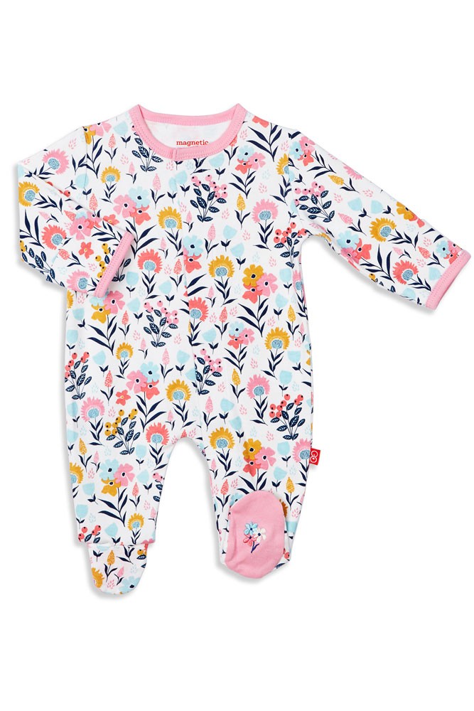 Bedford Floral Magnificent Baby Magnetic Fastener Cotton Footie