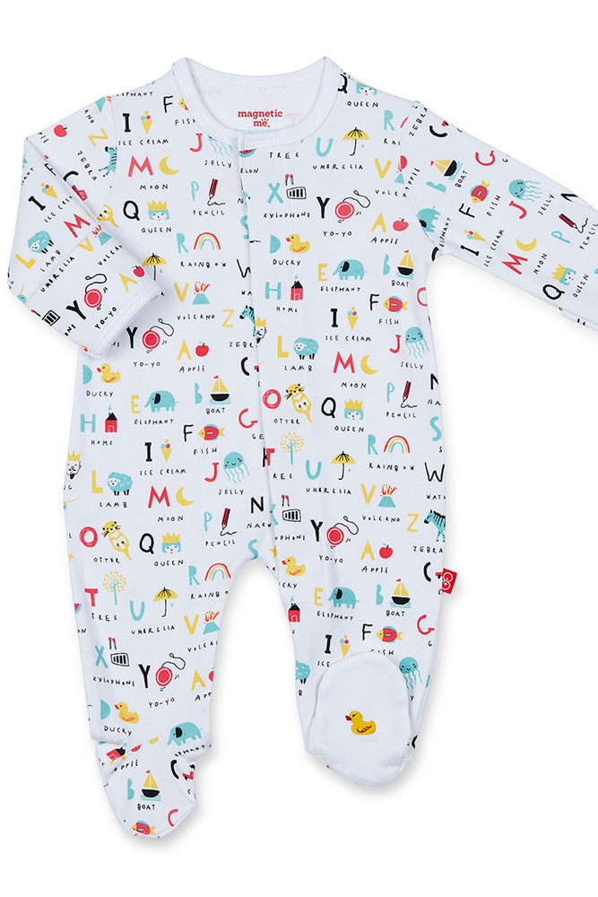 Magnetic Me By Magnificent Baby Cotton Baby Footie Abc Love - 