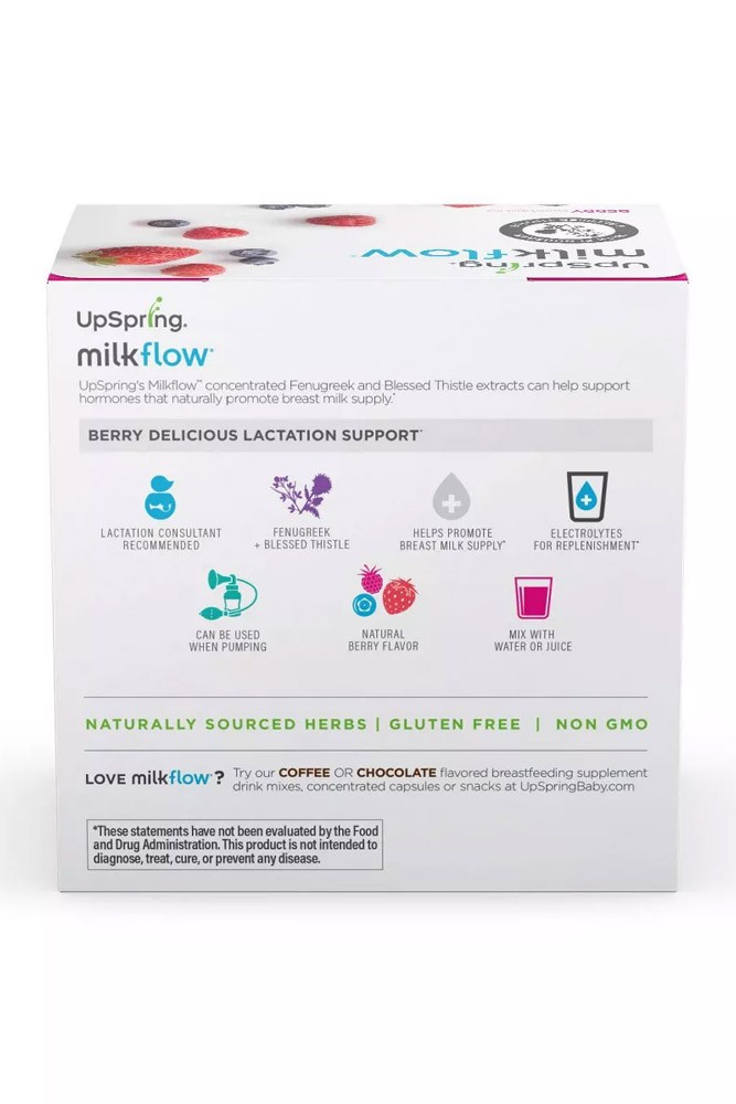 UpSpring Milkflow Fenugreek Breastfeeding Supplement Berry Drink Mix
